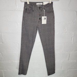 Kancan Women's Junior's Size 5 Jeans Gray Plaid Button Fly